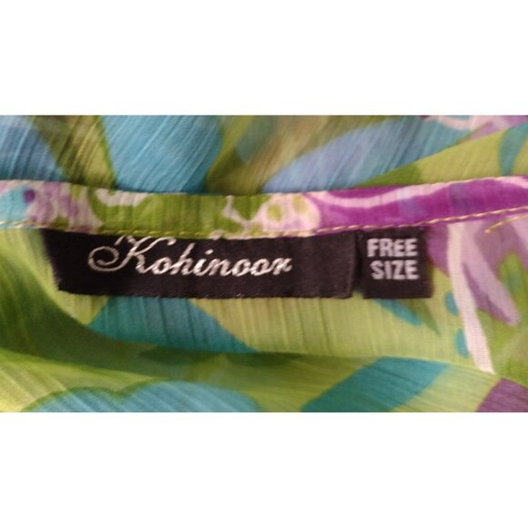 Kohinoor Embellished Kimono Swim Cover Up One Size Sheer Beach Tropical Flowy - Picture 5 of 5